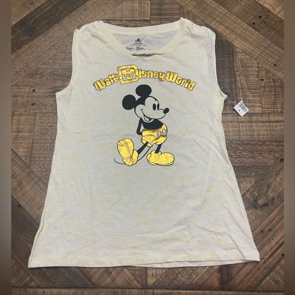Disney Women's Tank Top with Mickey Mouse in Yellow and Black